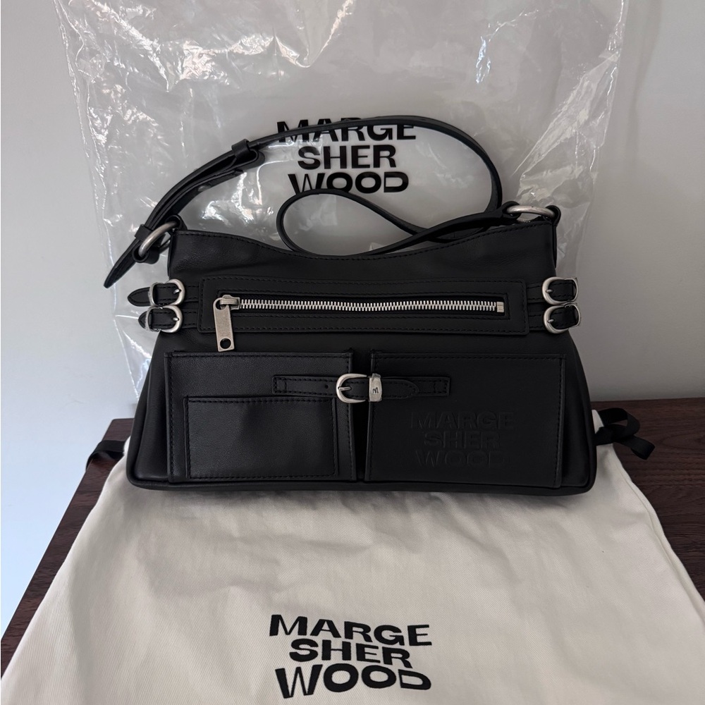 Marge Sherwood Black Leather Shoulder Bag
